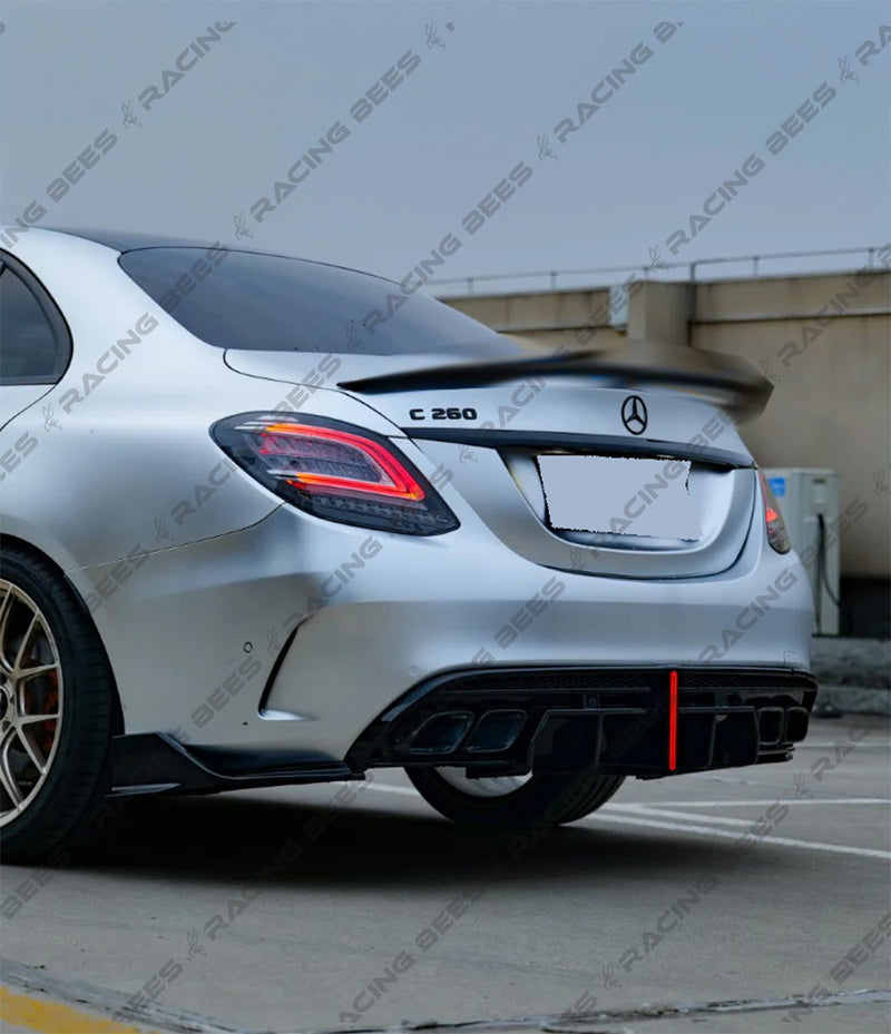2015-2020 Mercedes-Benz C Class Sedan VT Style Rear Diffuser For AMG-Package Sedan (Black)
