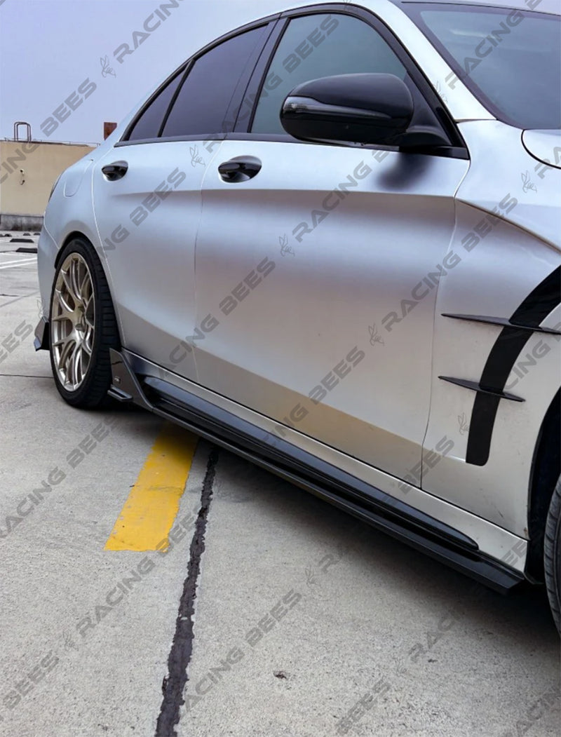 2015-2021 Mercedes-Benz C Class VT Style Side Skirts (BLACK)