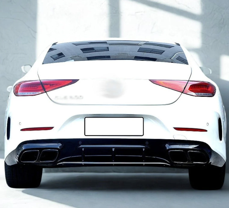 2019+ Mercedes-Benz C257 CLS Class Sedan 63 Style Diffuser WITH MUFFLER TIPS For AMG-Package (Black)