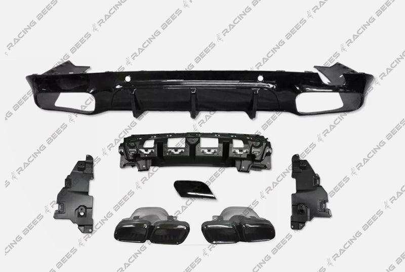 2019+ Mercedes-Benz C257 CLS Class Sedan 63 Style Diffuser WITH MUFFLER TIPS For AMG-Package (Black)