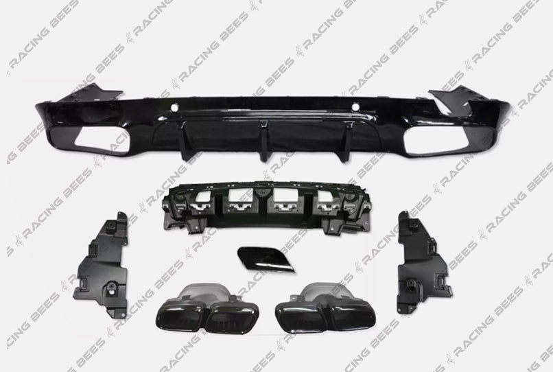 2019+ Mercedes-Benz C257 CLS Class Sedan 63 Style Diffuser WITH MUFFLER TIPS For AMG-Package (Black)