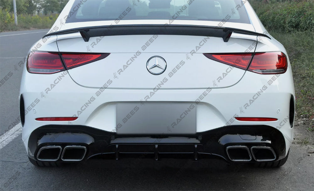 2019+ Mercedes-Benz C257 CLS Class Sedan 63 Style Diffuser WITH MUFFLER TIPS For AMG-Package (Black)