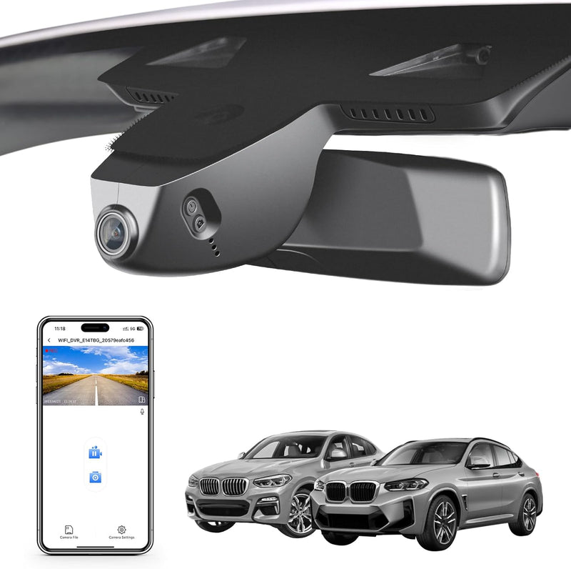 Dash Cam Front 4K and Rear 1080P for BMW X3 X3M G01 Chassis 2018 - 2024 WiFi 32GB Card