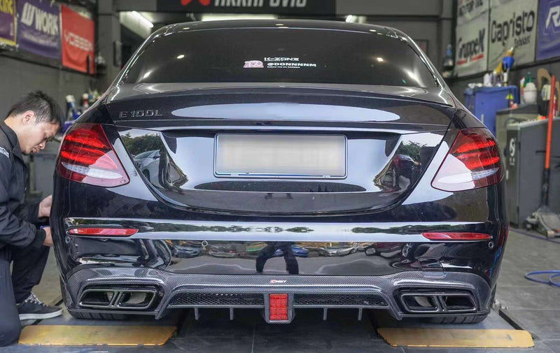 CMST Carbon Fiber Rear Diffuser + Muffler Tips for Mercedes Benz E-Class 4 Door W213 2017-2020