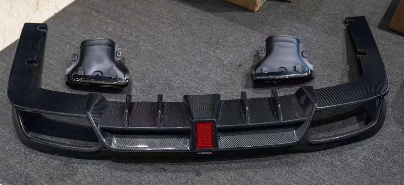 CMST Carbon Fiber Rear Diffuser + Muffler Tips for Mercedes Benz E-Class 4 Door W213 2017-2020