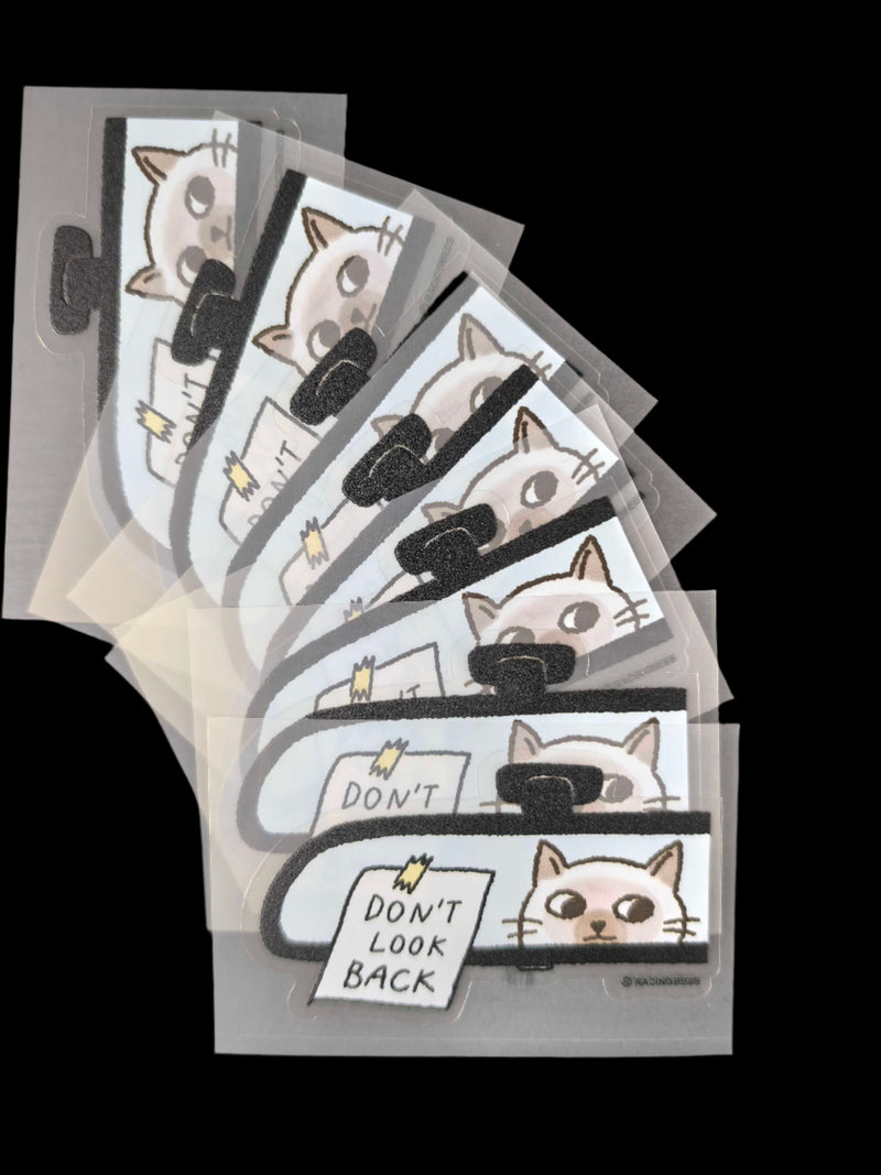 Rearview Mirror "Dont Look Back" Cat Peeker Decal/Sticker