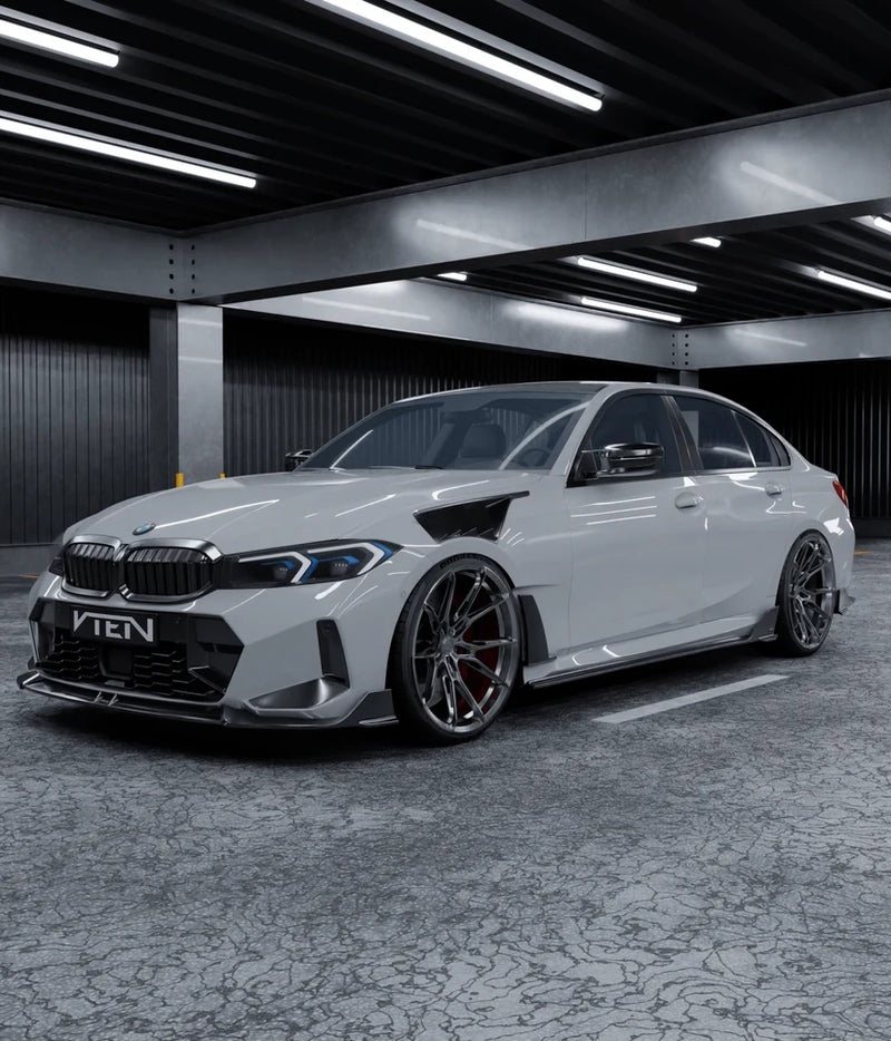2023+ BMW G20 LCI 3 Series VT2 Style Front Bumper Lip (Black)
