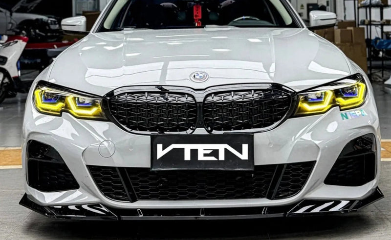 2019+ BMW G20 3 Series V2 Style Front Bumper Lip (Black)