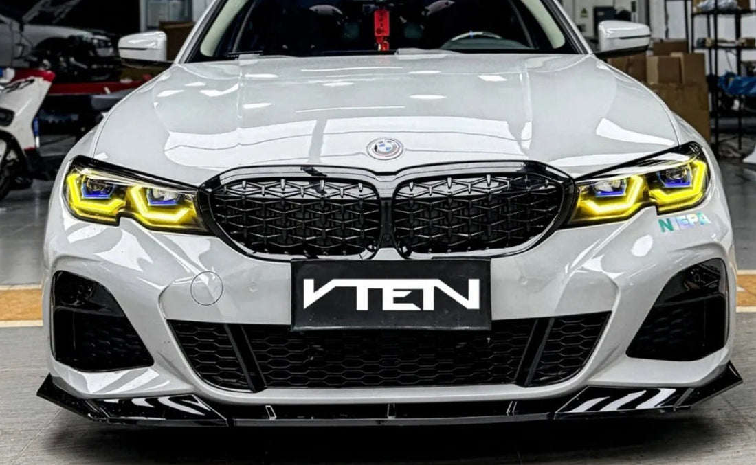 2019+ BMW G20 3 Series V2 Style Front Bumper Lip (Black)