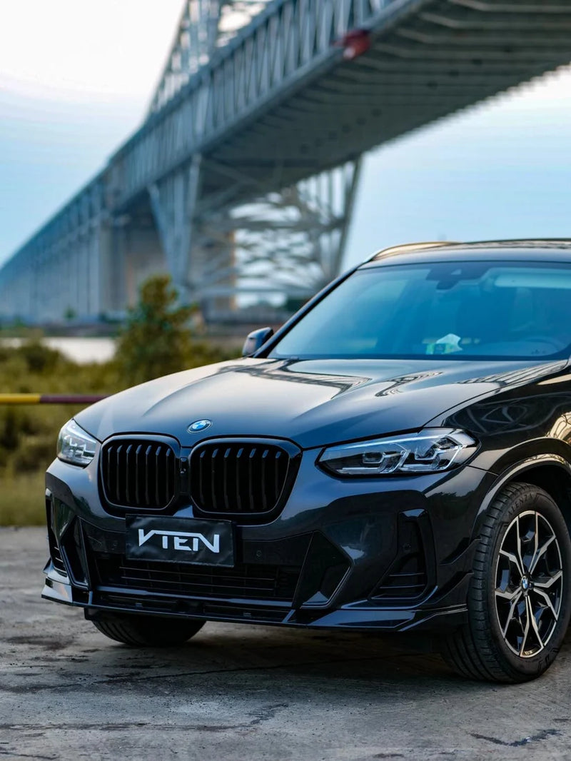2022-2024 BMW G01 LCI X3 V Style Front Bumper Lip (Black)
