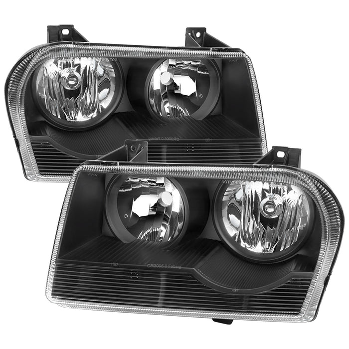 2005-2010 Chrysler 300 Factory Style Headlights (Matte Black Housing/Clear Lens)