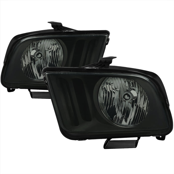 2005-2009 Ford Mustang Factory Style Headlights (Matte Black Housing/Light Smoke Lens)