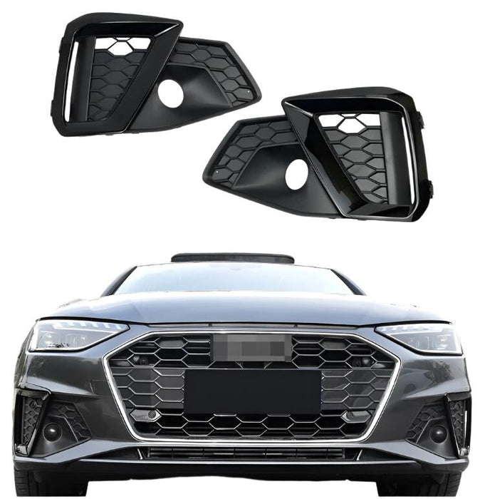 2020-2024 Audi B9.5 A4 S-line/S4 Black Optics Fog Light Grilles (Black)