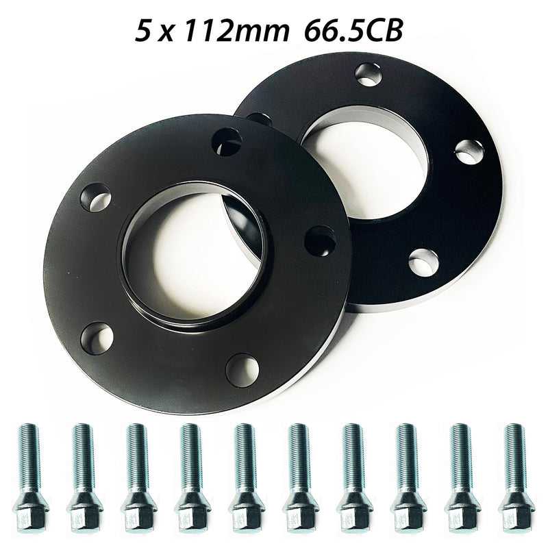 (Pair of 2) Hub centric Wheel Spacers 5X112mm with Sphere Seat Hub Bore 66.5mm with 10pcs Bolts