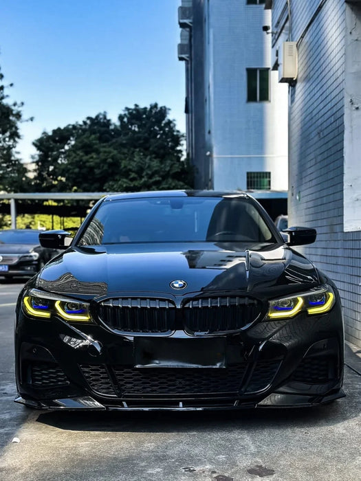 2019+ BMW G20 3 Series V2 Style Front Bumper Lip (Black)