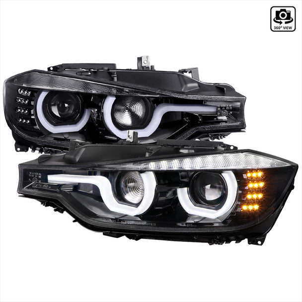 2012-2015 BMW F30 3 Series Sedan HID-Compatible Headlights w/ LED Turn Signal