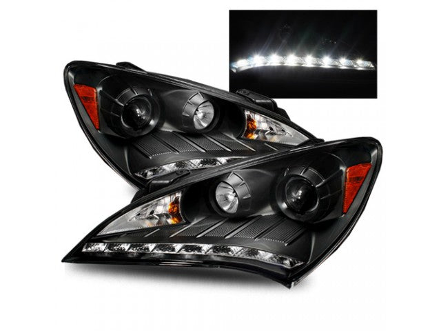 2010-2012 Hyundai Genesis Coupe Black Housing LED Projector Style Headlights