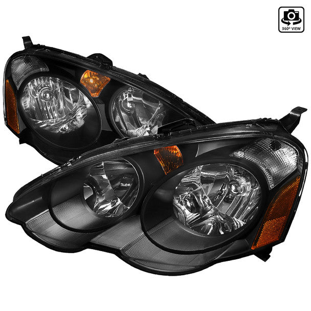 2002-2004 Acura RSX Factory Style Headlights w/ Amber Reflectors (Matte Black Housing/Clear Lens)