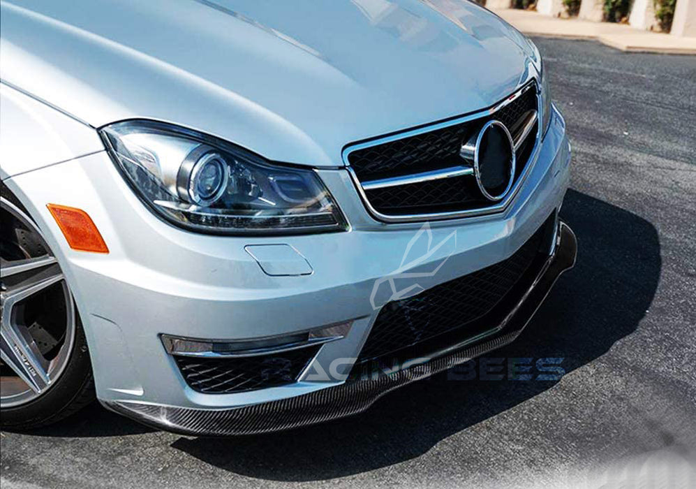 2012-2014 Mercedes-Benz C63 AMG Sedan/Coupe V2 Style Front Bumper Lip (Carbon Fiber)