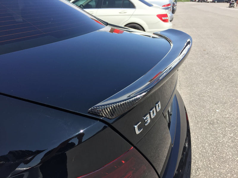 2008-2014 Mercedes-Benz C Class Sedan V Style Trunk Spoiler (Carbon Fiber)