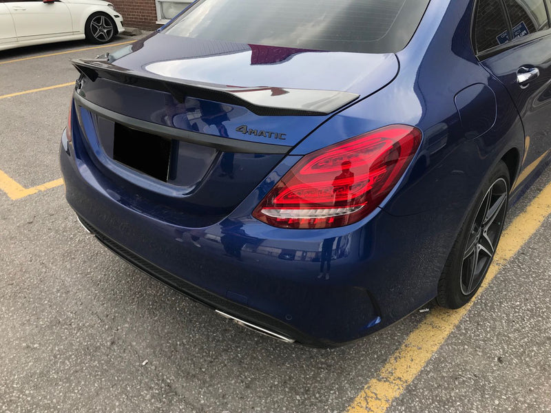 2015-2021 Mercedes-Benz C Class Sedan R Style Trunk Spoiler (Carbon Fiber)