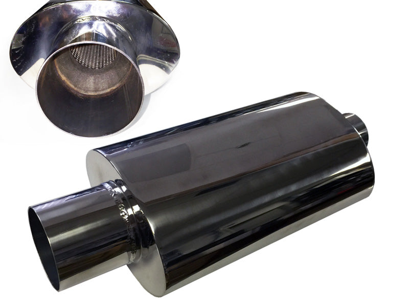 Muffler 304 Stainless Steel Oval Universal Performance Exhaust Straight cut