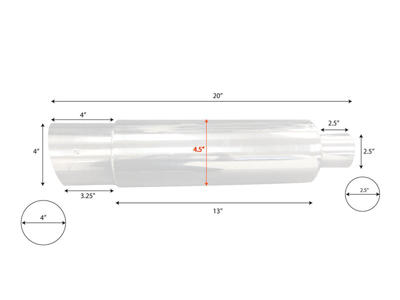 Muffler Fireball Style Slanted Cut Round Titanium Tip 3.5" with silencer