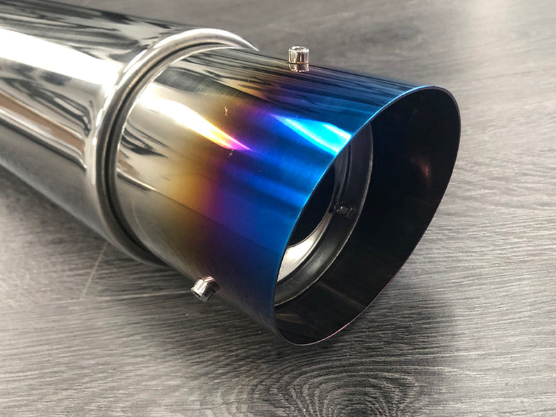 Muffler Fireball Style Slanted Cut Round Titanium Tip 3.5" with silencer