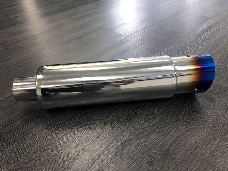 Muffler Fireball Style Slanted Cut Round Titanium Tip 3.5" with silencer