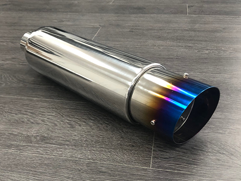 Muffler Fireball Style Slanted Cut Round Titanium Tip 3.5" with silencer