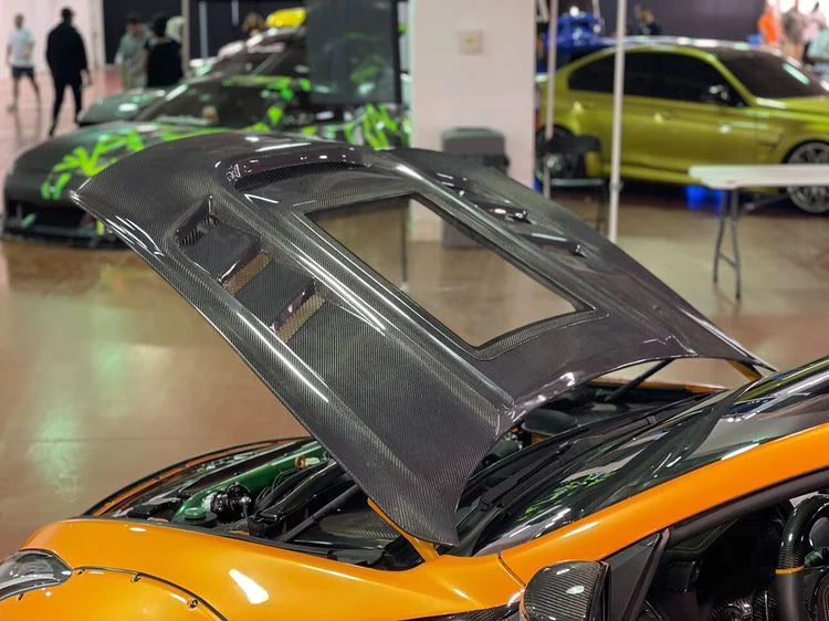 2008-2015 Infiniti G37 Coupe CMST Tempered Glass Transparent Hood (Carbon Fiber)
