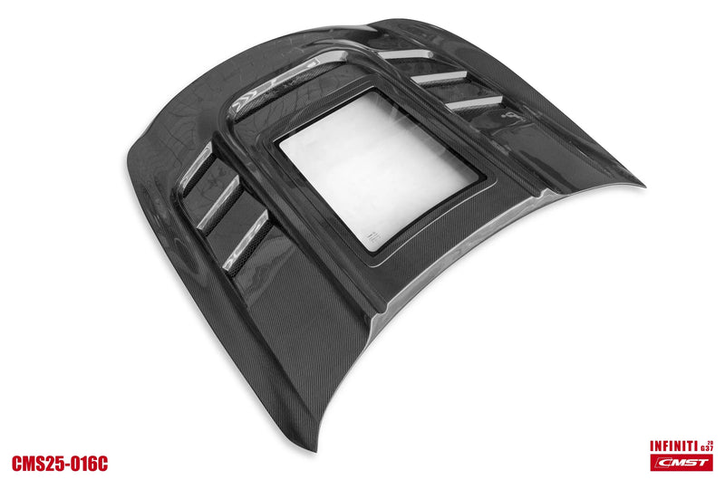 2008-2015 Infiniti G37 Coupe CMST Tempered Glass Transparent Hood (Carbon Fiber)