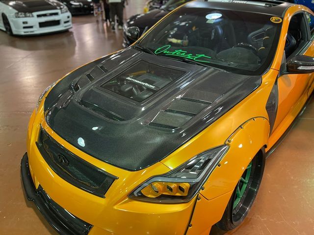 2008-2015 Infiniti G37 Coupe CMST Tempered Glass Transparent Hood (Carbon Fiber)
