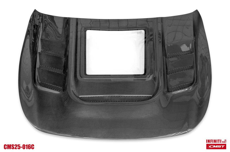 2009-2013 Infiniti G37 Sedan CMST Tempered Glass Transparent Hood (Carbon Fiber)
