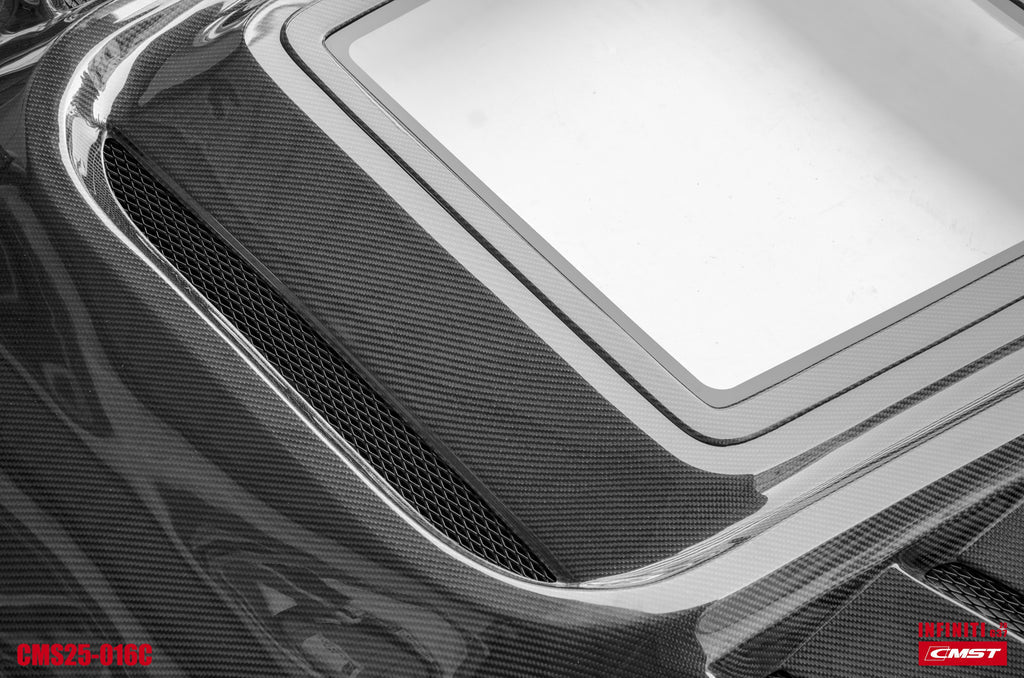 2009-2013 Infiniti G37 Sedan CMST Tempered Glass Transparent Hood (Carbon Fiber)
