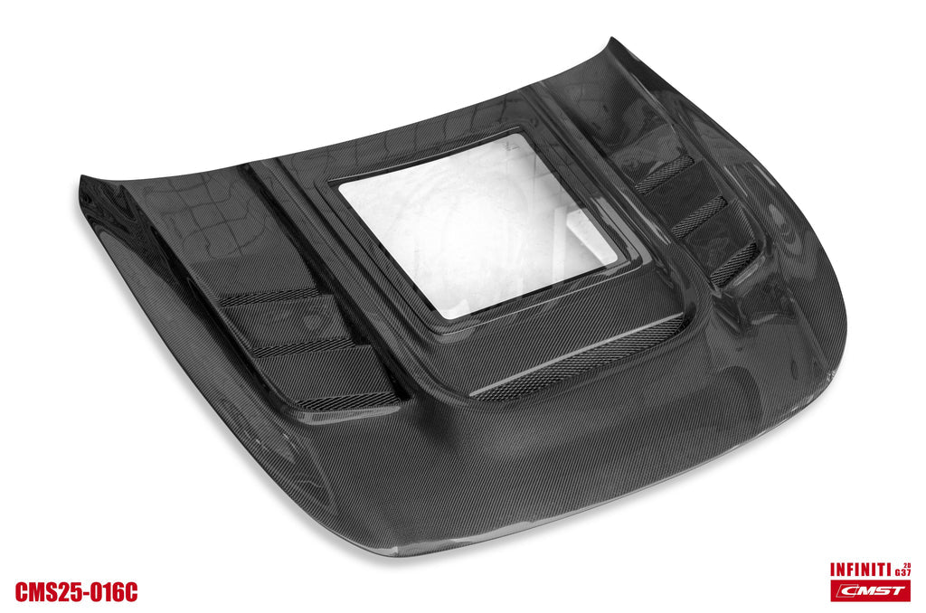 2009-2013 Infiniti G37 Sedan CMST Tempered Glass Transparent Hood (Carbon Fiber)
