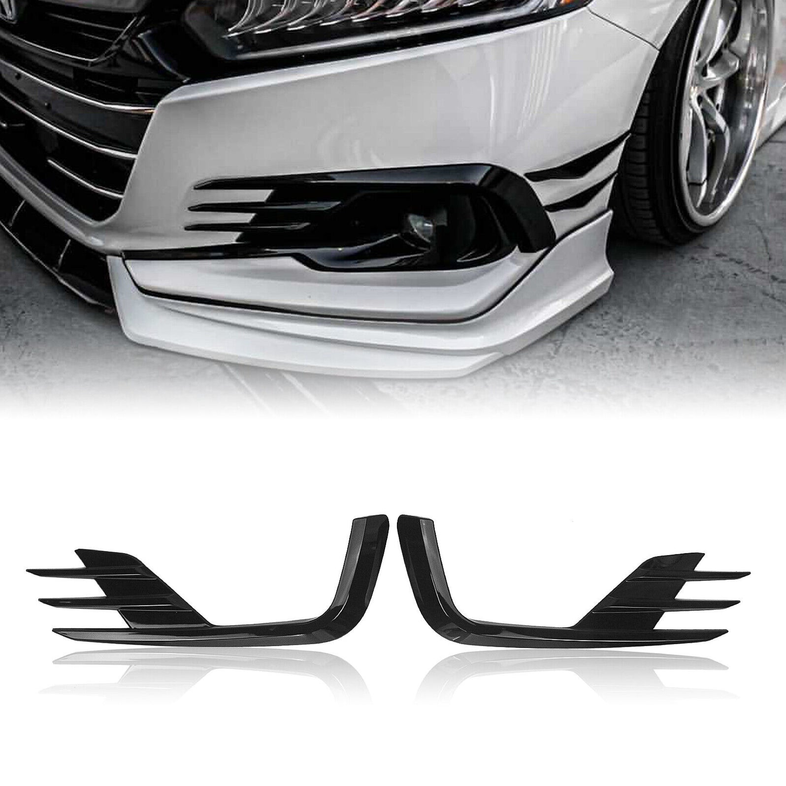 2021 Honda Accord Bumper 2021+ Honda Accord Sedan Yofer Front Bumper Foglight Trims (Black