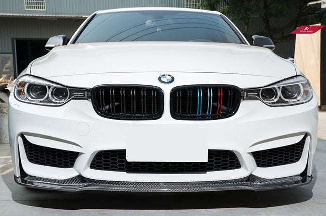 2012-2018 BMW F30 3 Series V Style Front Bumper Lip FOR Replica M3 Bumper (Carbon Fiber)