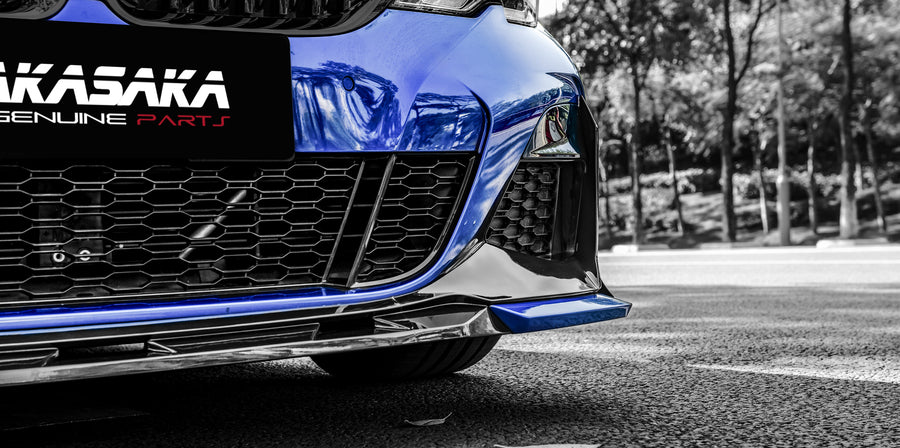 2019+ BMW G20 3 Series Akasaka Style Front Bumper Lip (Black)