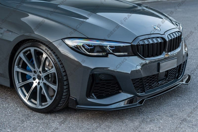 2019+ BMW G20 3 Series V Style Front Bumper Lip (Black)