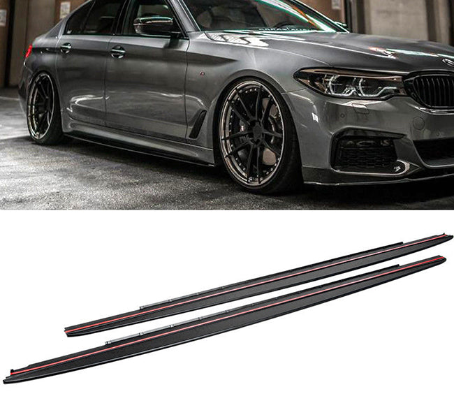 2017-2021 BMW G30 5 Series M-Performance Style Side Skirt Extensions (Black)