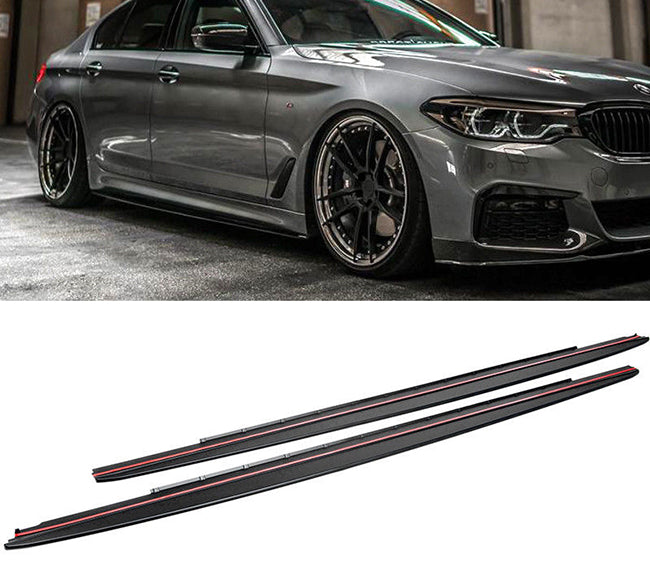 2017-2019 BMW G30 5 Series M-Performance Style Side Skirt Extensions (Black)