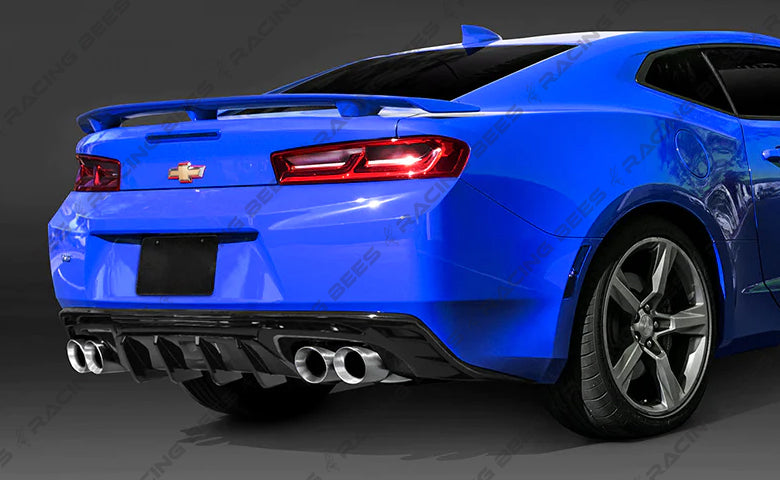 2016-2023 Chevrolet Camaro Comp Style Rear Bumper Lip Diffuser Quad Exhaust (Black)