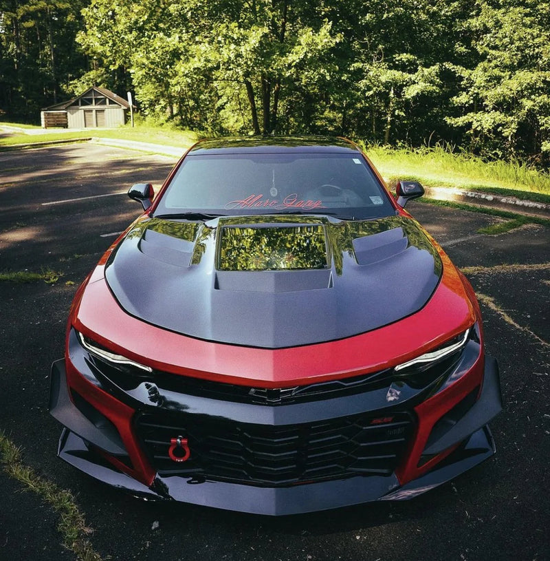 2016+ Chevrolet Camaro CMST Tempered Glass Transparent Hood (Carbon Fiber)