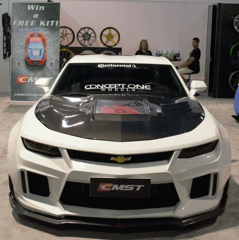 2016+ Chevrolet Camaro CMST Tempered Glass Transparent Hood (Carbon Fiber)