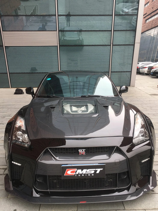 2008-2016 Nissan GT-R CMST Tempered Glass Transparent Hood (Carbon Fiber)