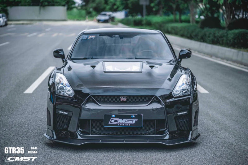 2008-2016 Nissan GT-R CMST Tempered Glass Transparent Hood (Carbon Fiber)