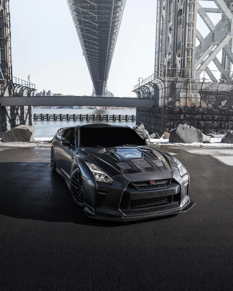 2017+ Nissan GT-R CMST Tempered Glass Transparent Hood (Carbon Fiber)