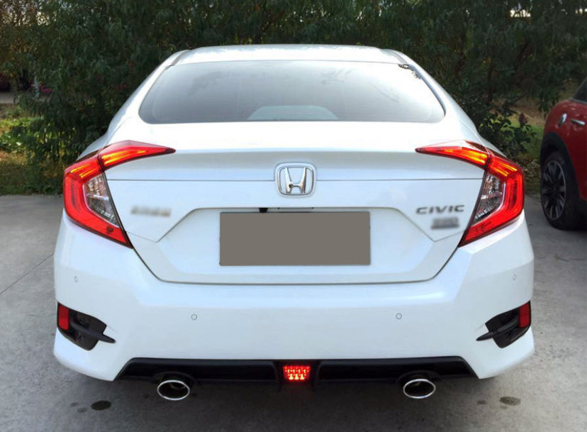 2016-2018 Honda Civic Sedan Rear Red LED Diffuser For Dual Exhaust Models