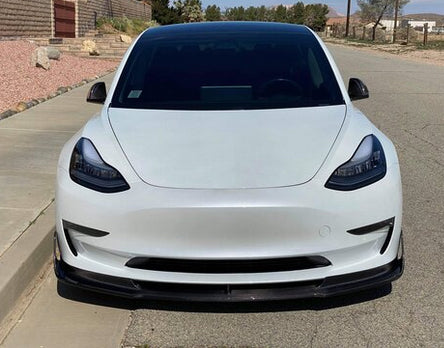 2017-2019 Tesla Model 3 V Style Front Bumper Lip (Carbon Fiber)